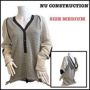 #T3 NU CONSTRUCTION Tweed Hooded Pullover SZ M $128